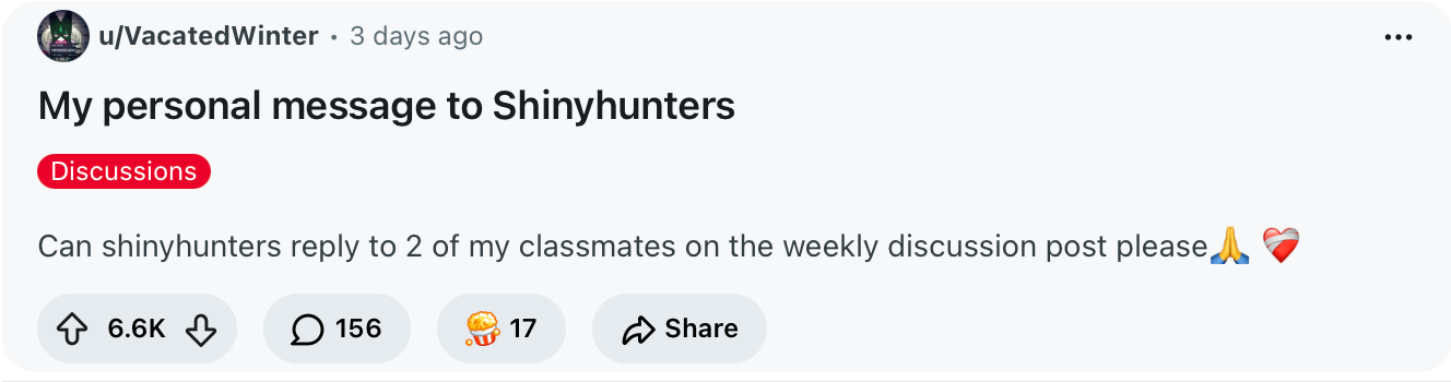 message to shinyhunters