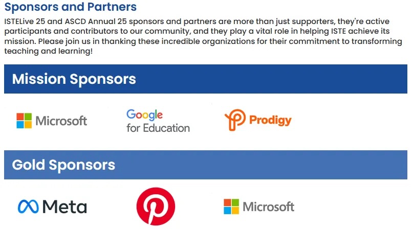 Screenshot from ISTE’s website