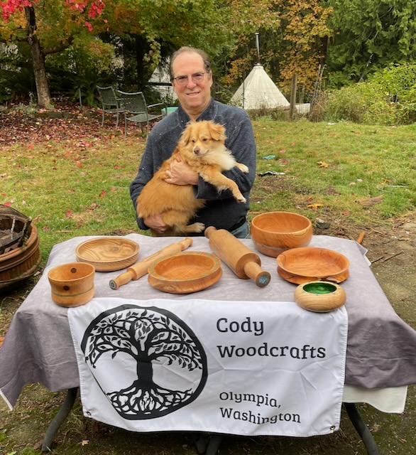 Cody with woodcrafts