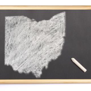 picture of state of ohio drawn in chalk on a chalkboard